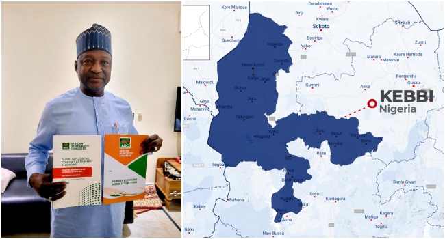 Former AGF Abubakar Malami holding ADC governorship nomination form for Kebbi State 2027