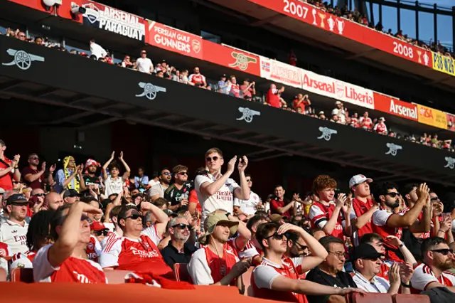 Arsenal fans watching the UCL Final 2026 against PSG at Puskas Arena Budapest