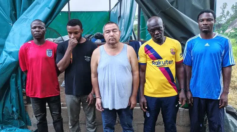 Five suspects arrested after NDLEA raided an alleged methamphetamine laboratory in Tapa Village, Oyo State