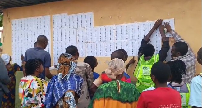 Voters checking names during the Ekiti governorship election