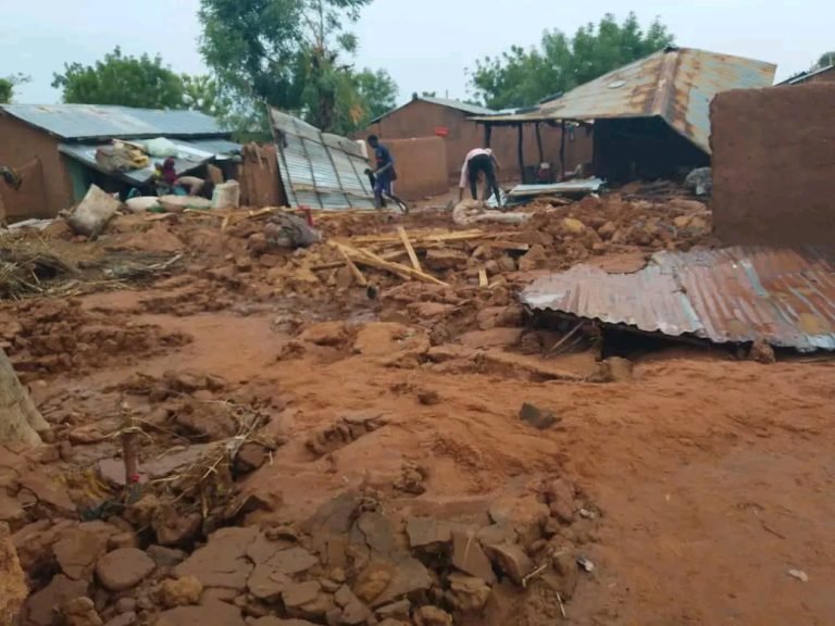 Illustrative rainstorm and flood damage scene in northern Nigeria