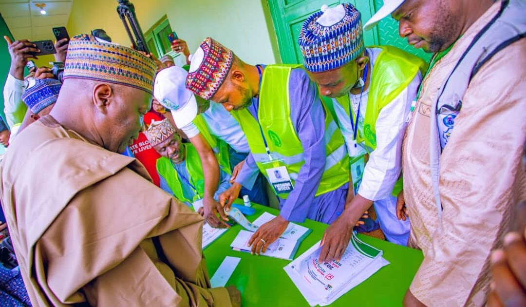Gombe State Governor Inuwa Yahaya during the local government election. Photo: Daily Trust