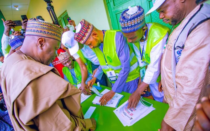 Gombe State Governor Inuwa Yahaya during the local government election. Photo: Daily Trust