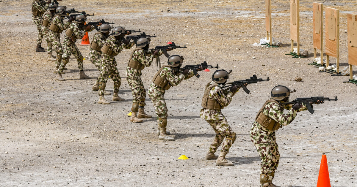 Nigerian Army soldiers at live-fire exercise during FLINTLOCK joint military training with US AFRICOM