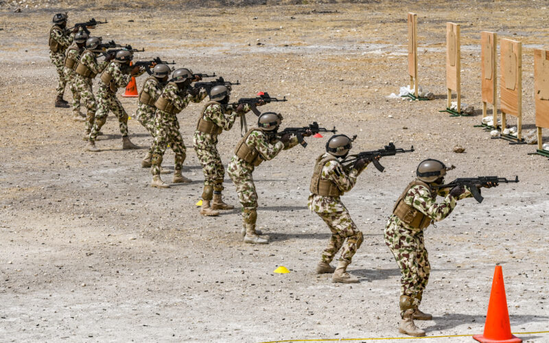 Nigerian Army soldiers at live-fire exercise during FLINTLOCK joint military training with US AFRICOM