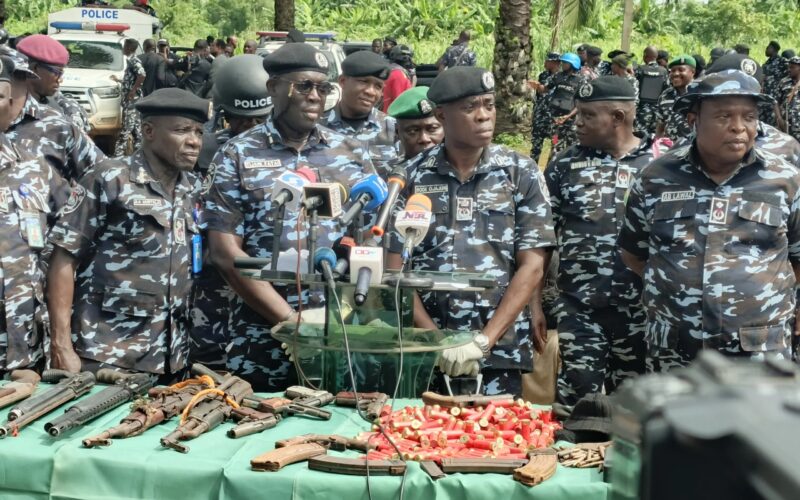 Police officers brief reporters during the launch of Operation Kosaye in Ogun. Photo: Punch