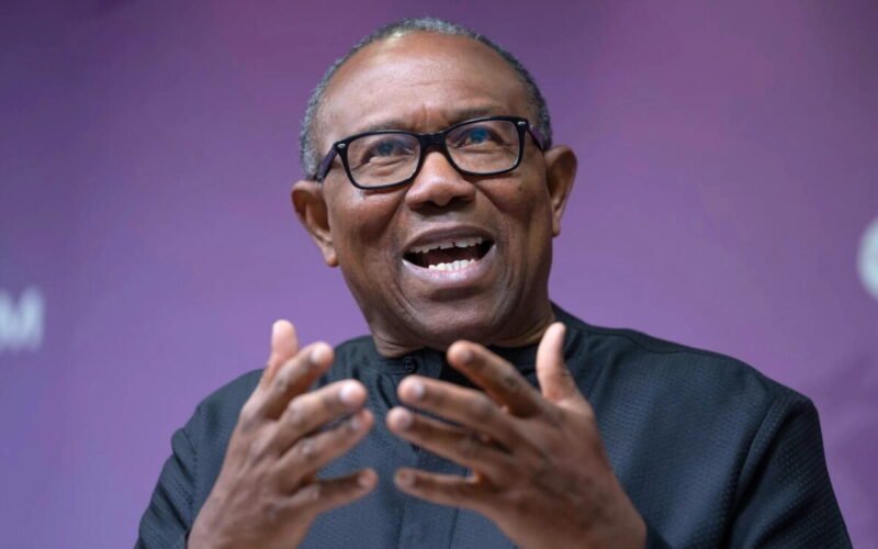 Peter Obi speaking at a press event