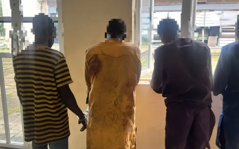 Four blurred suspects arrested in Oyo child abduction case