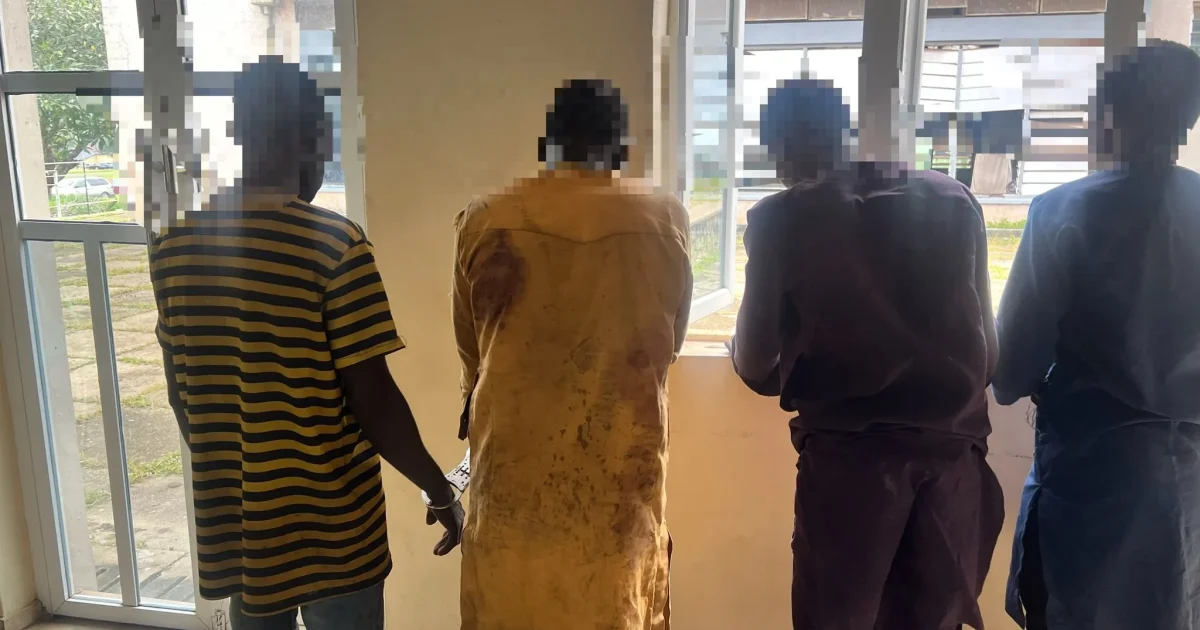 Four blurred suspects arrested in Oyo child abduction case