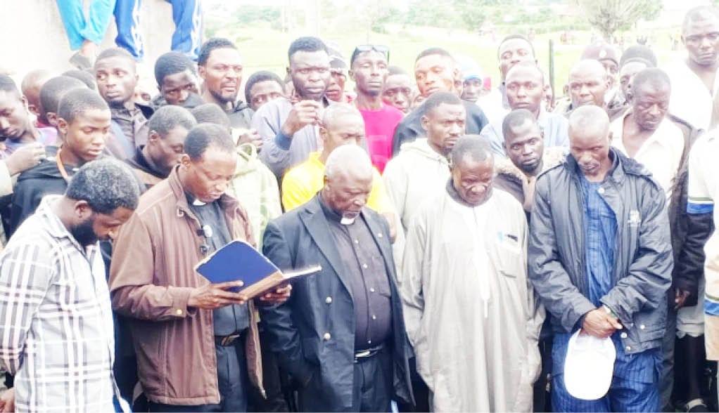 Mourners at funeral after Kawel village attack in Bokkos, Plateau State