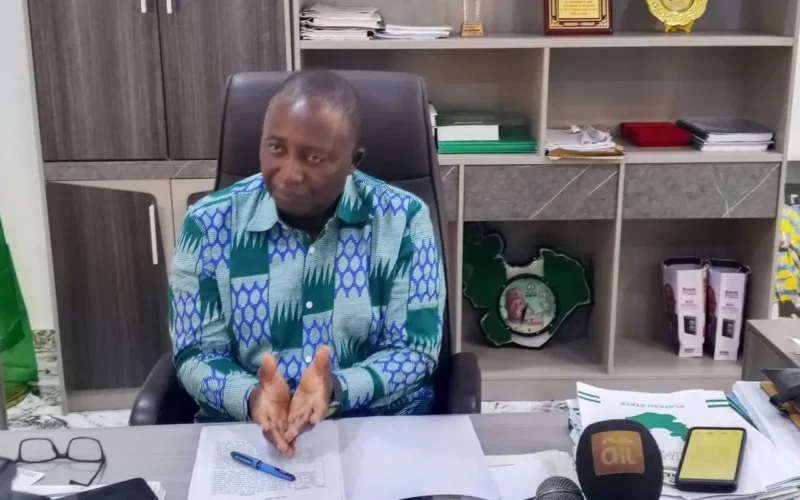 Plateau State official Samuel Jatau briefing journalists on surveillance camera and drone plans