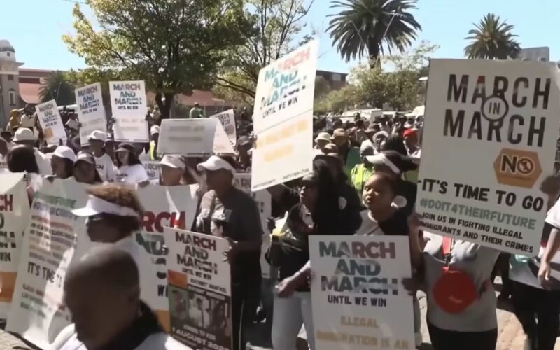 South African protesters during anti-immigration demonstrations