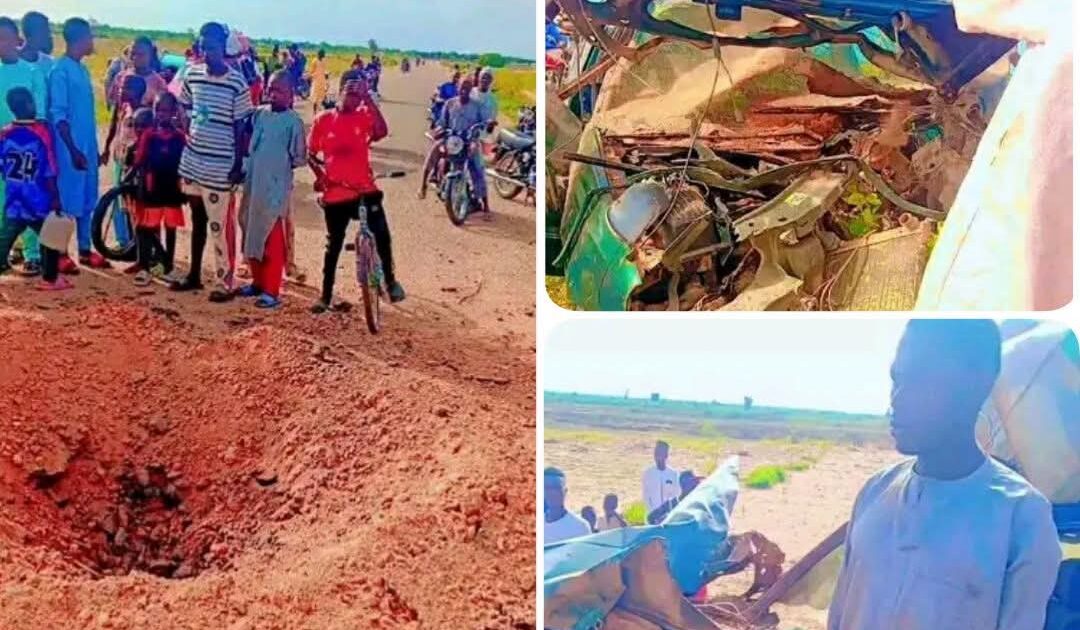 Aftermath of IED explosion on Kurawa-Sabon Birni road in Sokoto State