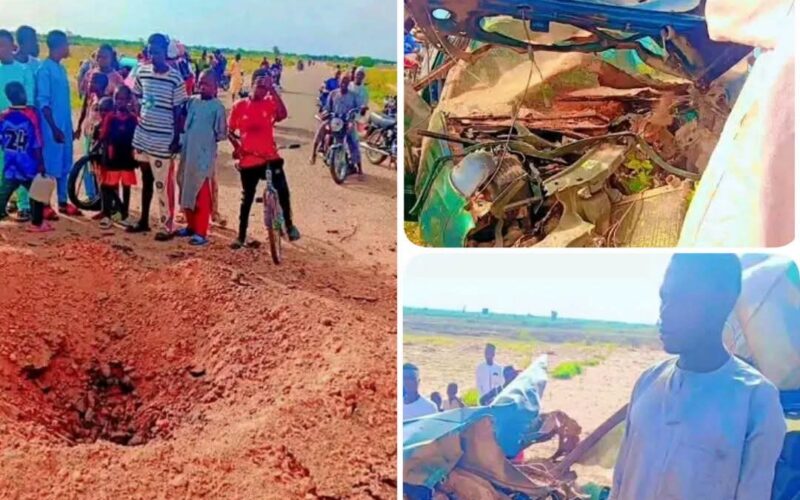Aftermath of IED explosion on Kurawa-Sabon Birni road in Sokoto State