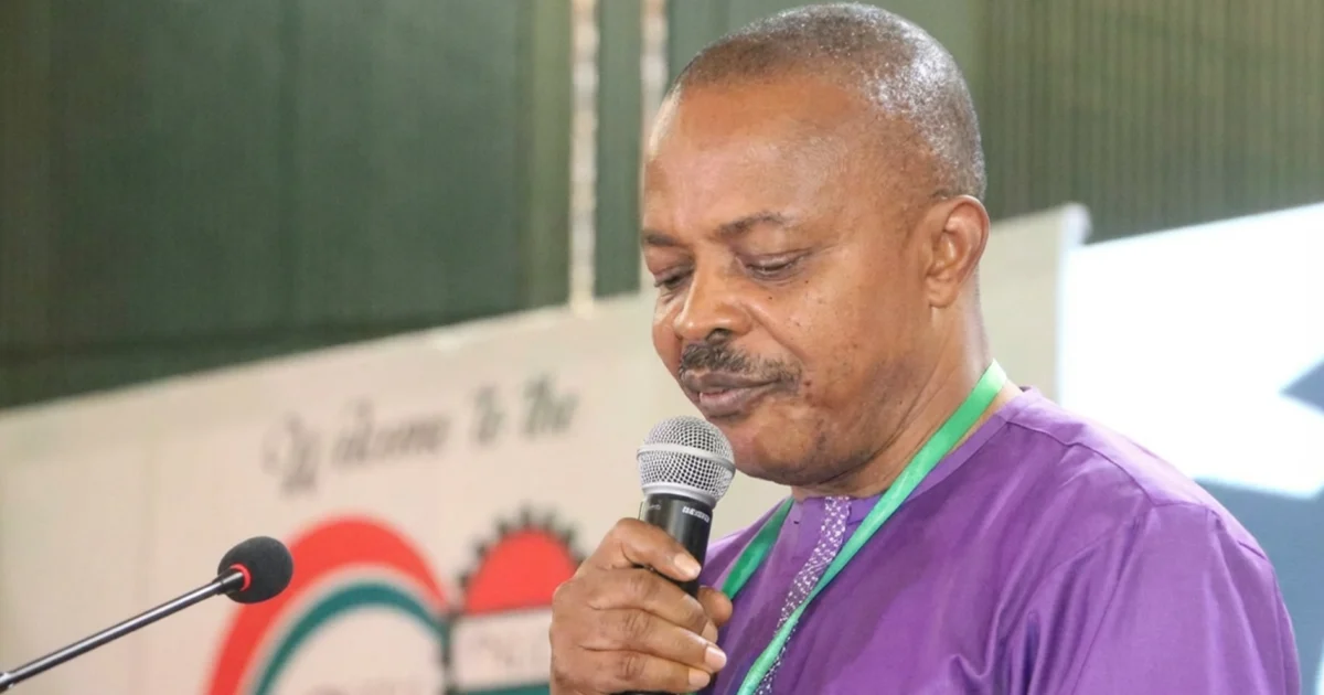 Joe Ajaero speaking at a labour event