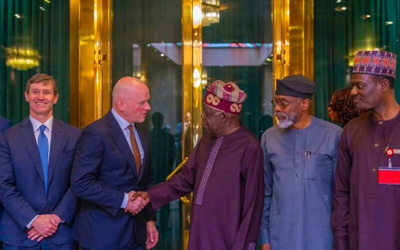 President Bola Tinubu meets Mastercard chief executive Michael Miebach in Abuja
