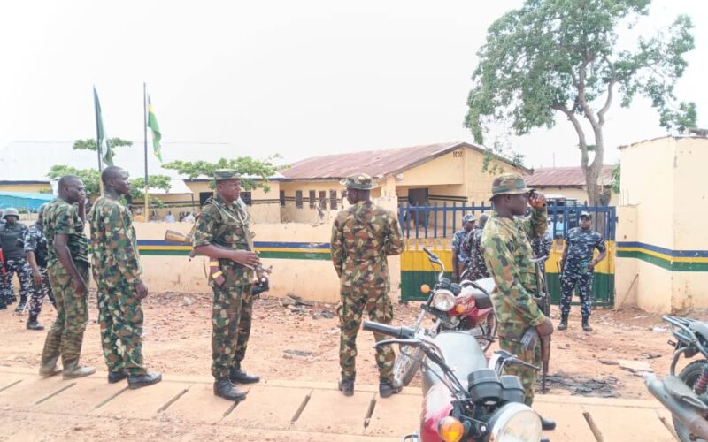 Nigerian troops and security personnel during a North West security operation