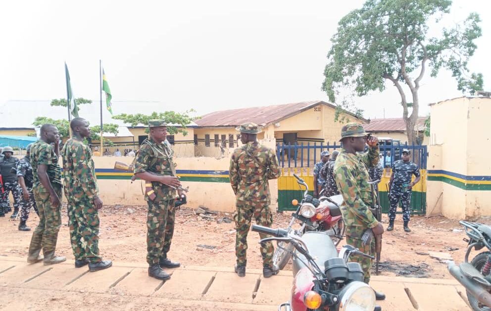 Nigerian troops and security personnel during a North West security operation