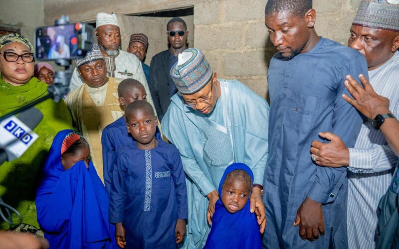 Kaduna Governor Uba Sani visiting the family of slain Ummulkhairi Usman Aliyu in Maraban Jos