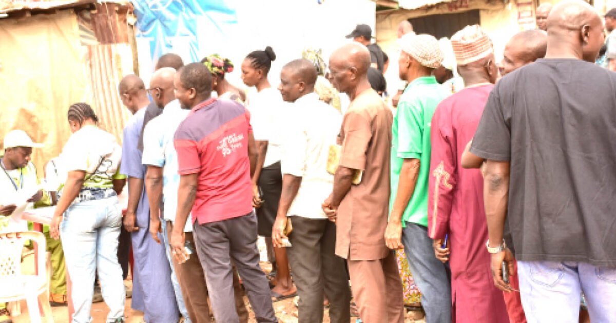 Voters queue during an election in Nigeria