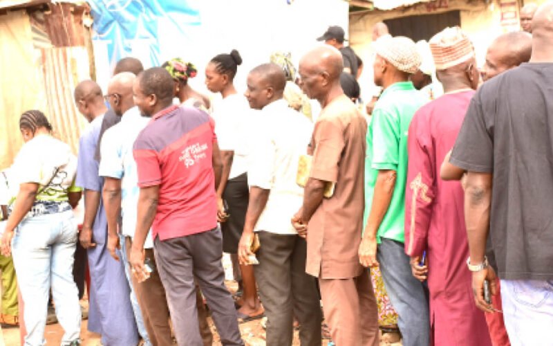 Voters queue during an election in Nigeria