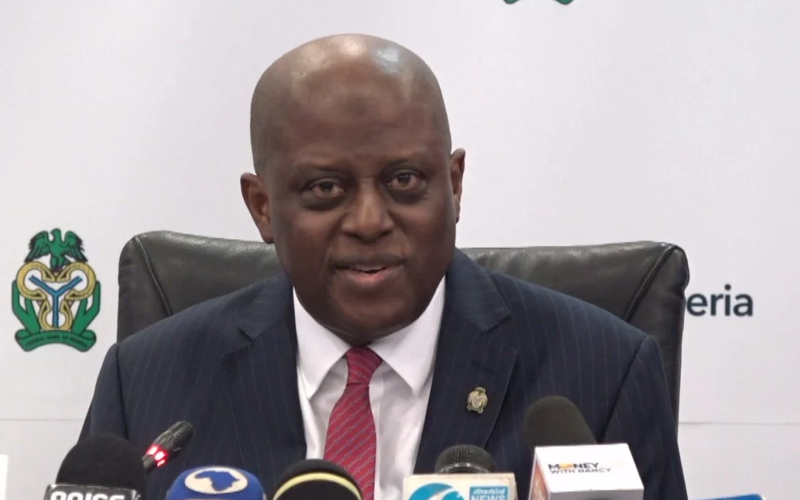 CBN Governor Olayemi Cardoso at a press briefing