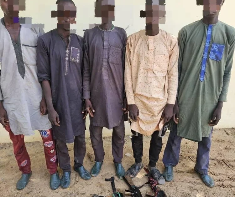 Five suspected kidnappers arrested in Yobe with recovered weapons