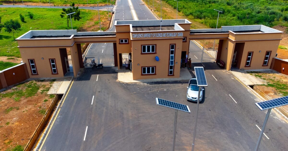 Aerial view of the entrance to Confluence University of Science and Technology, Osara