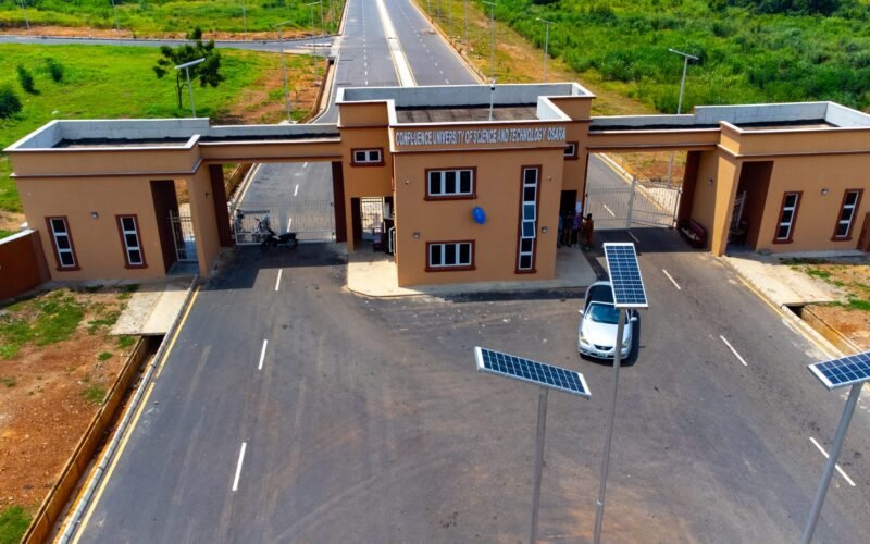 Aerial view of the entrance to Confluence University of Science and Technology, Osara
