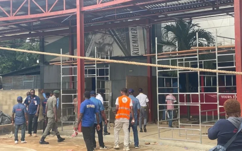 Officials at a property sealed during Lagos planning enforcement in Ikeja