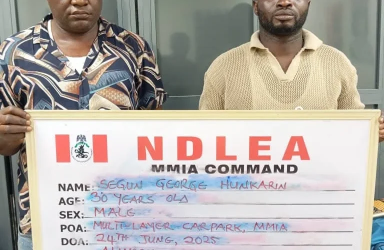 NDLEA photo of Segun Hunkarin and another convicted cocaine-trafficking defendant
