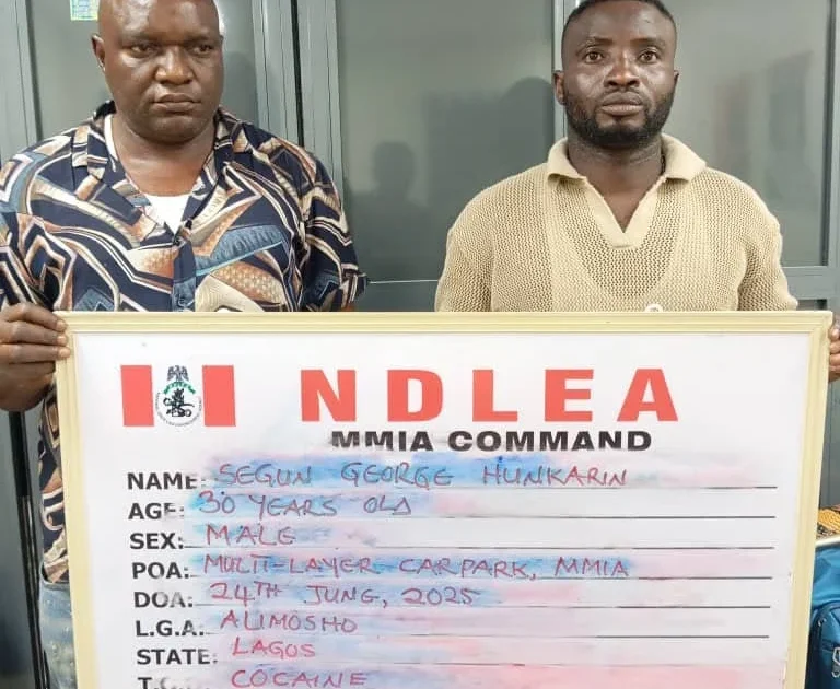 NDLEA photo of Segun Hunkarin and another convicted cocaine-trafficking defendant