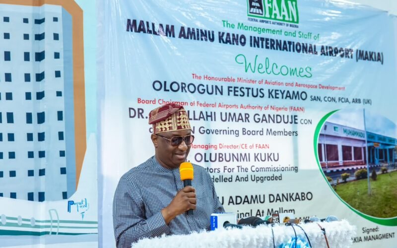 Festus Keyamo at Mallam Aminu Kano International Airport during the terminal commissioning