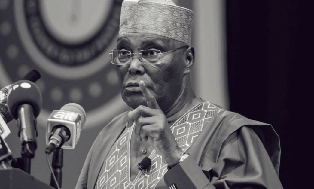 Atiku Abubakar speaking at a media event