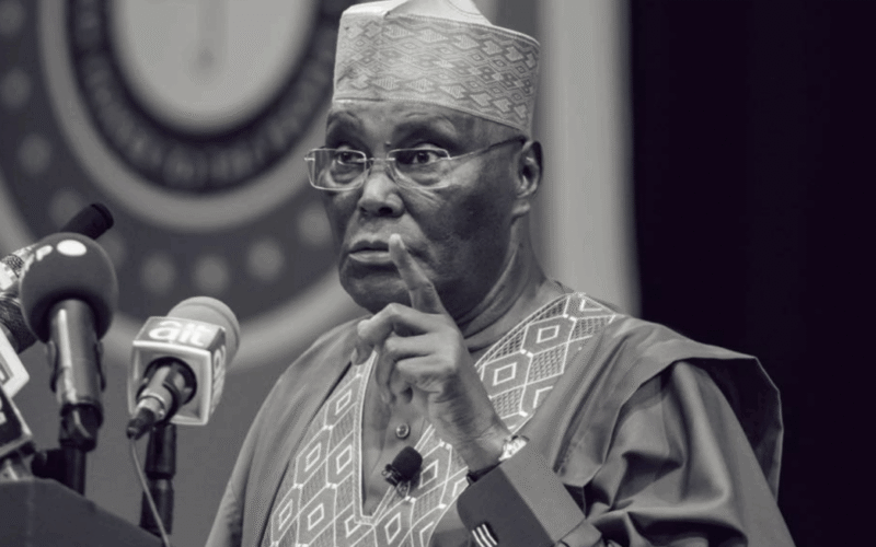 Atiku Abubakar speaking at a media event