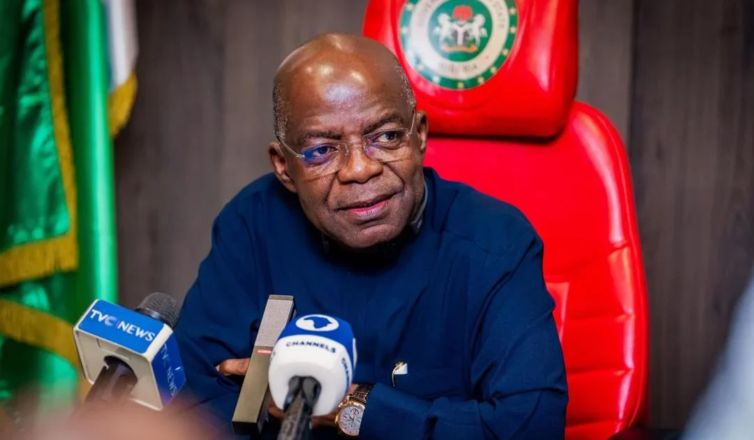Abia State Governor Alex Otti at a press briefing