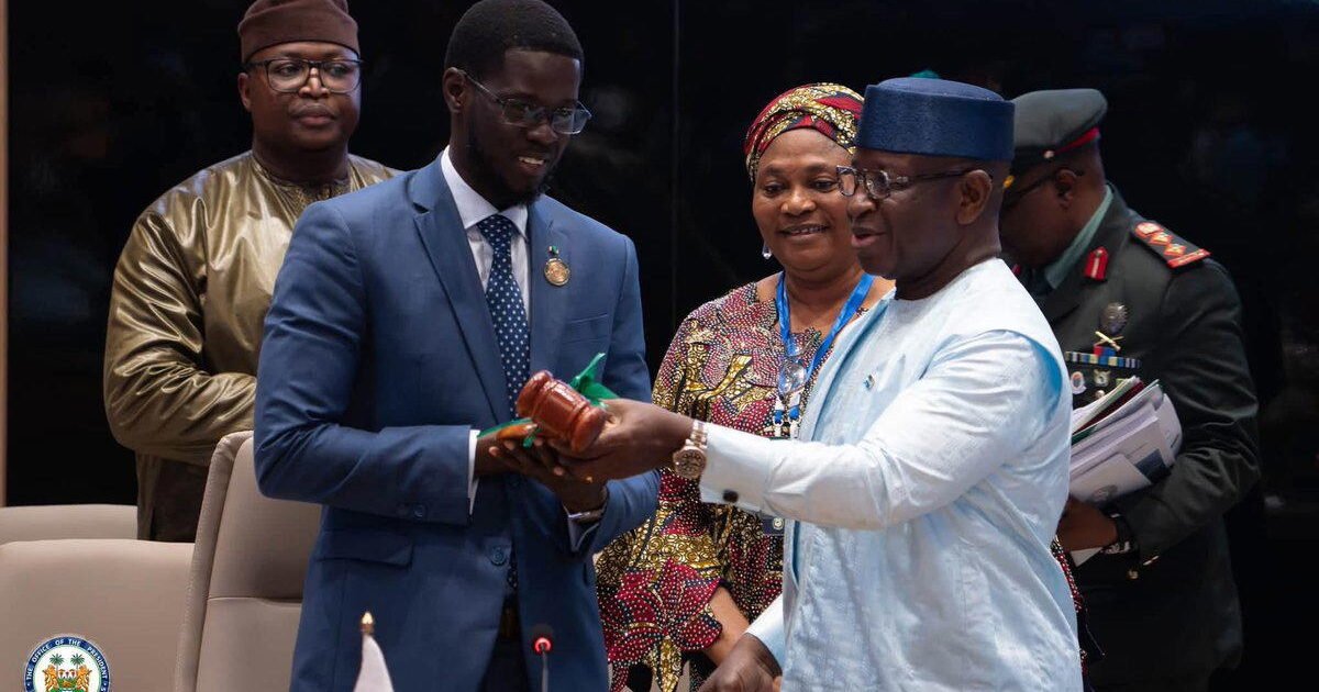 Source-origin photo from Vanguard for Bassirou Diomaye Faye and the ECOWAS chairman election story.