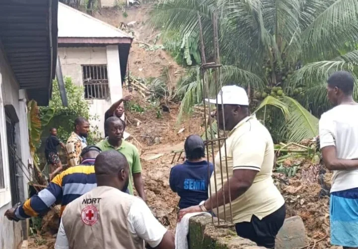 Responders at a landslide scene in Cross River, used for fatal rainfall disaster story