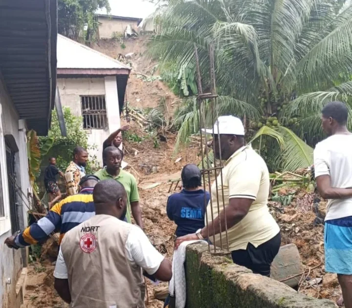 Responders at a landslide scene in Cross River, used for fatal rainfall disaster story