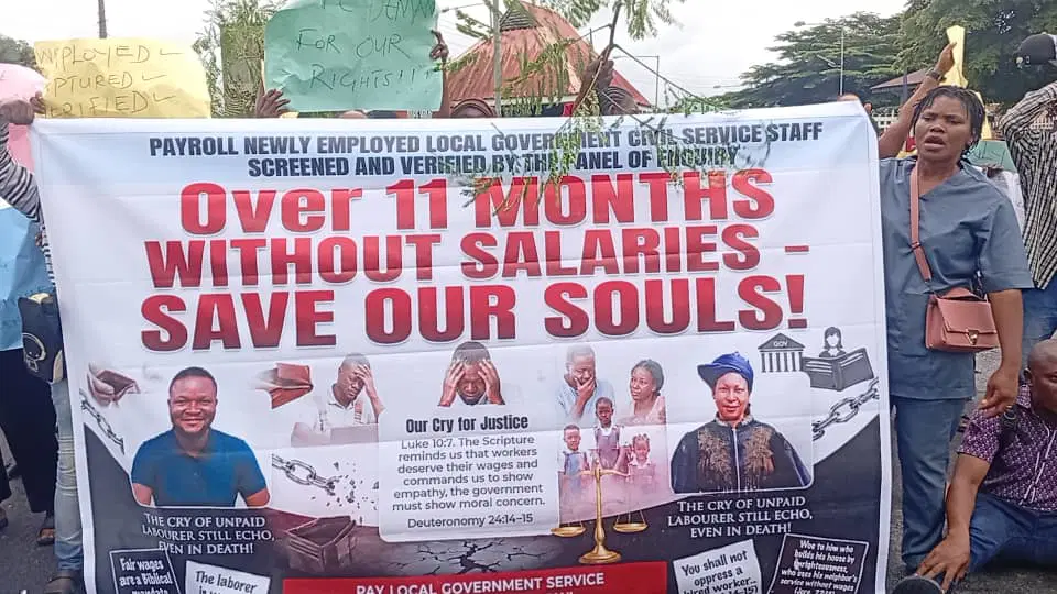 Cross River local government workers protesting over unpaid salaries