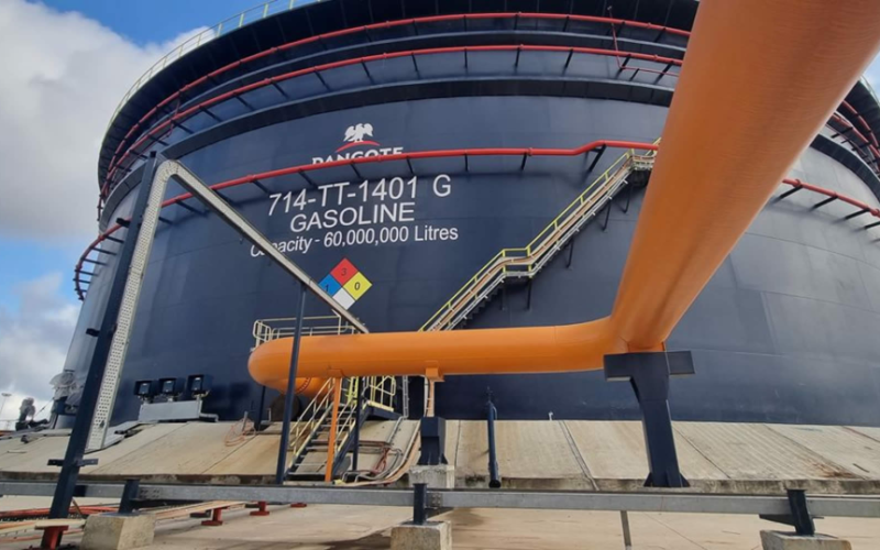 Dangote Refinery petrol storage tank and pipeline infrastructure
