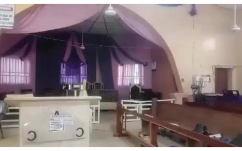 Interior of the Christ Apostolic Church linked to the Ekiti worshippers kidnap case