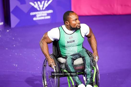 Roland Ezuruike at the 2026 Commonwealth Games para-powerlifting event