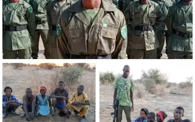 Forest guards and rescued victims after a security operation in Kwara. Photo: Punch.