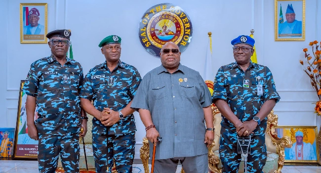 IGP Tunji Disu with Osun Governor Ademola Adeleke in Osogbo
