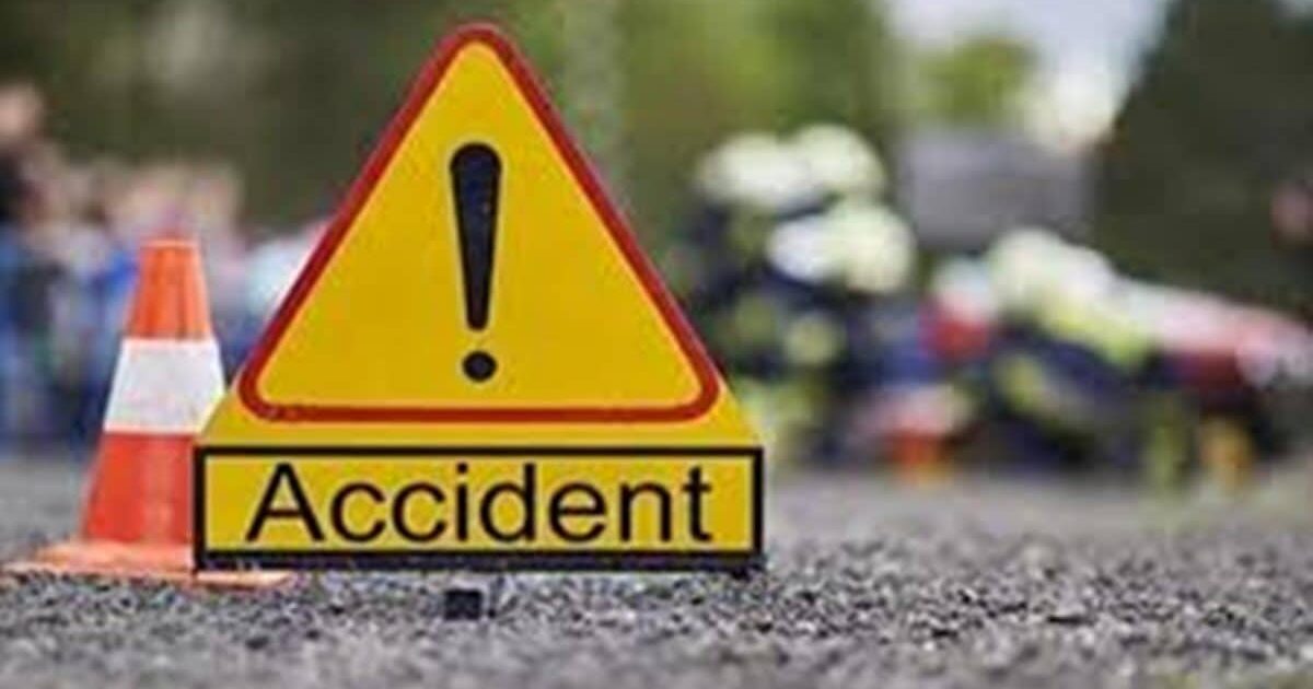 Illustrative road accident warning sign