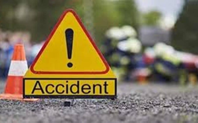 Illustrative road accident warning sign