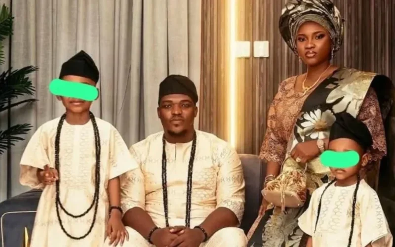 Family photo used in reports on the Lagos widow property dispute, with children’s faces obscured