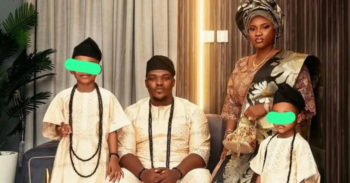 Family photo used in reports on the Lagos widow property dispute, with children’s faces obscured