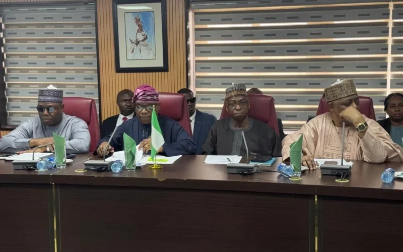 Nigerian foreign affairs officials meet the South African delegation in Abuja